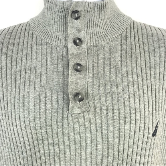 Nautica 4 Button + 1/4 Zip Knitted Cotton Sweater - Picture 3 of 8